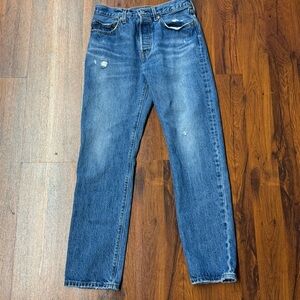 Levi’s 501® Premium Button Fly Jeans W27 L30 Distressed Straight Leg